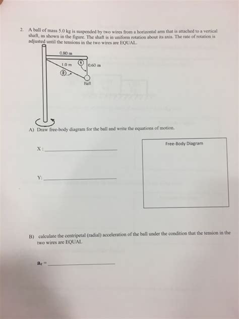 Solved A Ball Of Mass Kg Is Suspended By Two Wires Chegg