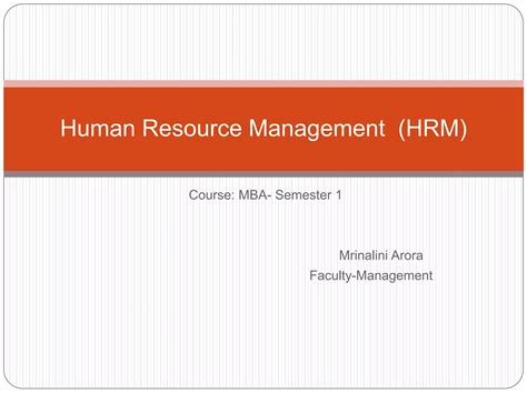 Introduction To Human Resource Management Ppt