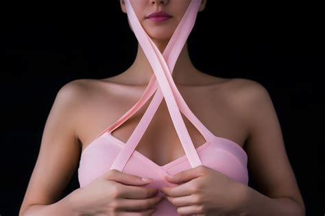 Premium Ai Image Woman Holding A Pink Ribbon Symbolizing Strength And