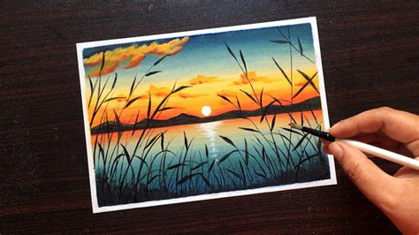 Simple Sunset Landscape Painting For Beginners Step By Step Acrylic