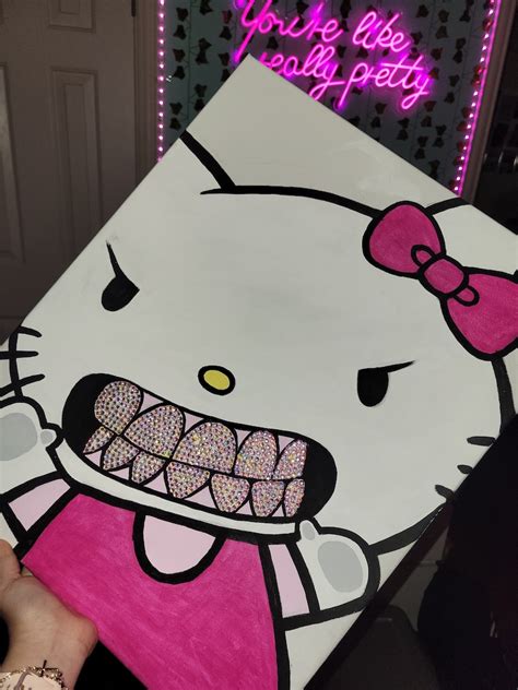 Hello Kitty With Grills Painting Etsy