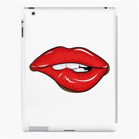 Bite Sexy Lips Drawing Red Lips Biting Retro Icon IPad Case Skin