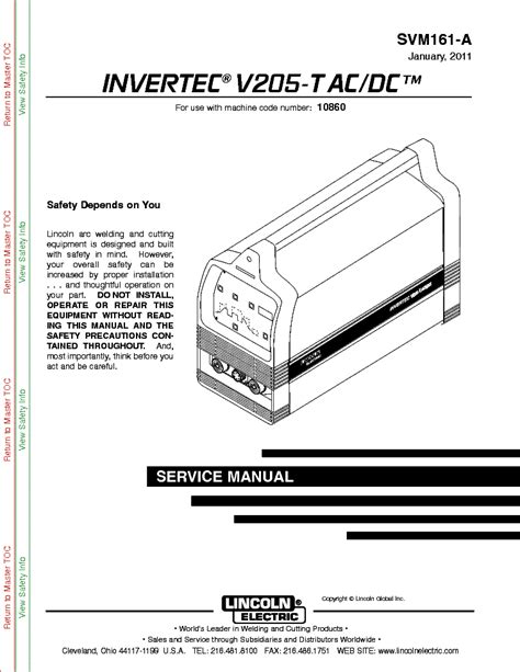 Lincoln Electric Svm161 A Invertec V205 T Ac Dc Service Manual Download