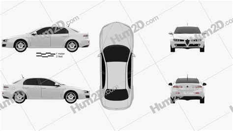 Alfa Romeo 159 sedan 2009 Blueprint in PNG - Download Vehicles Clip Art ...