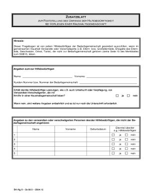 Ausfüllbar Online erwerbslosenforum ZUSATZBLATT ZUR ESTSTELLUNG DES U H ...