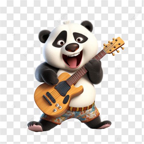 Panda Gigante De Dibujos Animados Tocando Una Guitarra Y Cantando Png