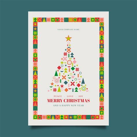 Free Vector Christmas Poster Template With Colorful Geometric Shapes