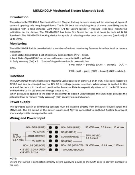 Mem Lp Mechanical Electro Magnetic Lock Introduction