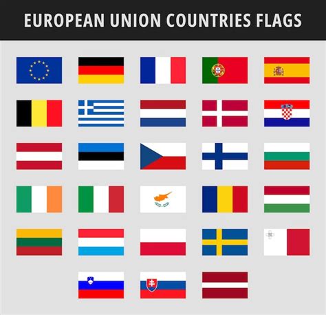 Premium Vector Set Of European Union Countries Flags