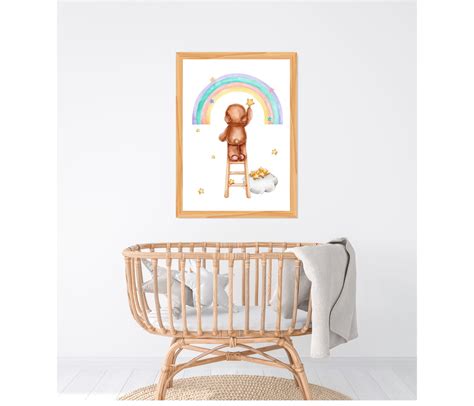 Quadro Decorativo Infantil Urso Arco Íris Elo7