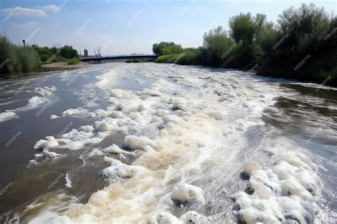 Chemical waste spill into river causes toxic foam to float on the water ...