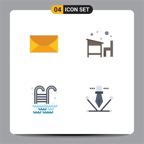 Universal Icon Symbols Group Of 4 Modern Flat Icons Of Mail Swimming