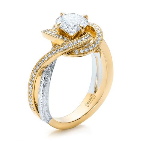 18k Yellow Gold And Platinum Custom Diamond Engagement Ring #100822 - Seattle Bellevue | Joseph ...