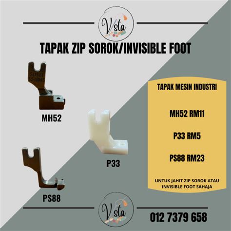 Tapak Zip Sorok Invisible Foot Mesin Industri Lazada