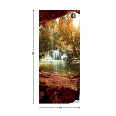 Lake Forest Waterfall Cave Wall Paper Mural Buy At Europosters