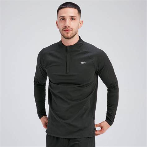 Maglia Con Cerniera 1 4 MP Tempo Da Uomo Nera MYPROTEIN