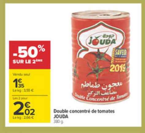 Promo Double Concentré De Tomates Jouda chez Carrefour iCatalogue fr