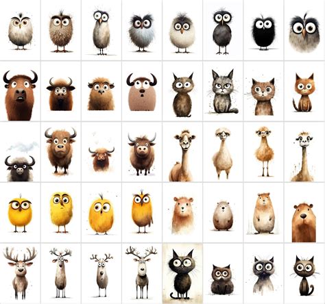 600 Scared & Funny Animals PNG Clipart Set, High-Resolution Commercial