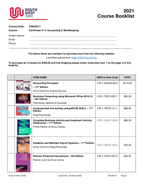 Fillable Online Fns Certificate Iv In Accounting And