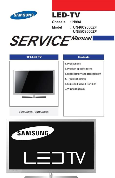 Samsung Un55c9000zf Un46c9000zv 3d Led Tv Service Manu Serviceandrepair