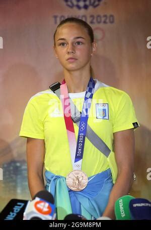 KYIV REGION, UKRAINE - JULY 27, 2021 - Bronze medallist of the Tokyo ...