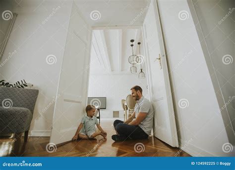 Happy Father With His Son Playing At Home Stock Image Image Of Play