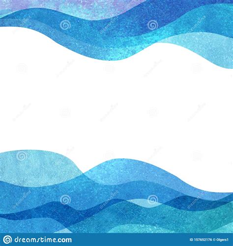 Watercolor Transparent Sea Ocean Wave Teal Turquoise Colored Background