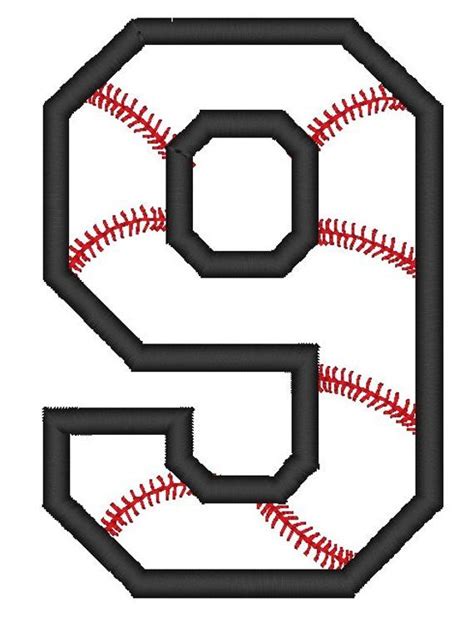 Embroidery Design Baseball Number 9 Varsity Number Nine