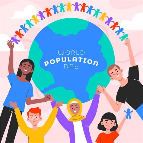 Ilustración plana para la conciencia del día mundial de la población