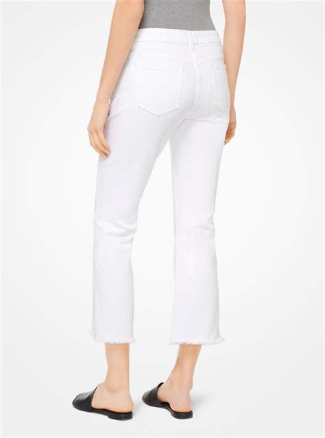 Michael Michael Kors Denim Cropped Flared Jeans In White Lyst