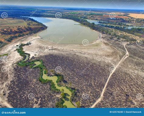 Aerial View Of Drought Affected Wetlands River Murray Stock Photo ...