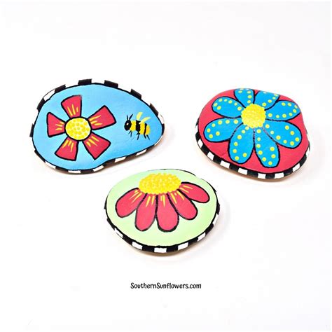 Simple Flowers Painted On Rocks