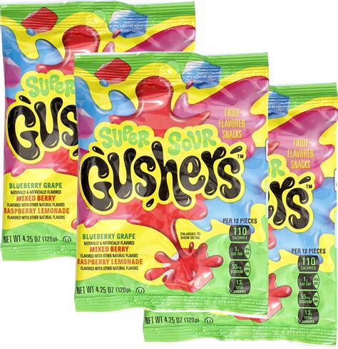 Super Sour Gushers Fruit Flavored Snack Packs 3 Pack 4