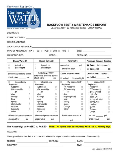 Fillable Online Backflow Preventer Test Instructions And Form Fax Email Print Pdffiller