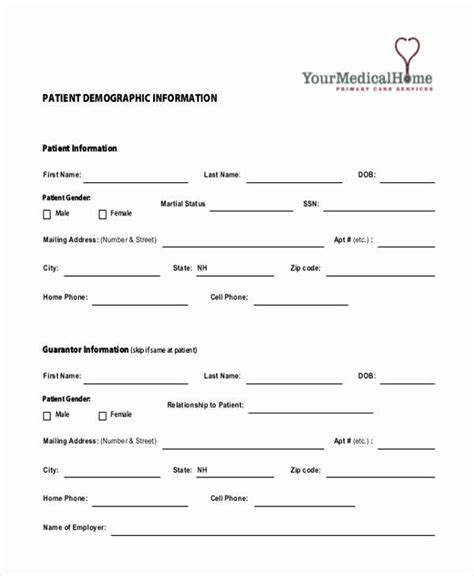 Patient Demographic Form Samples