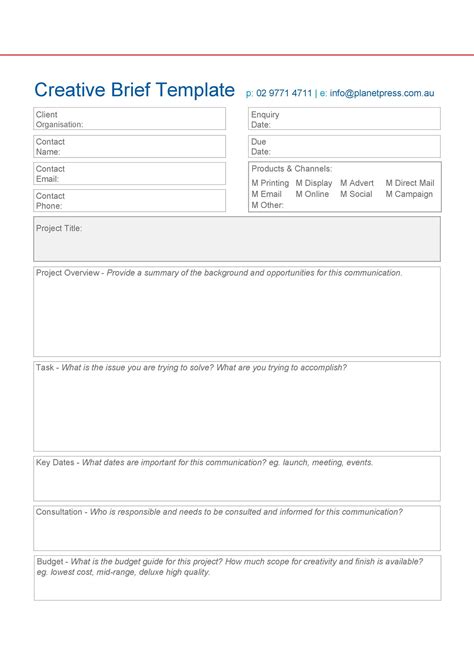 Marketing Brief Template