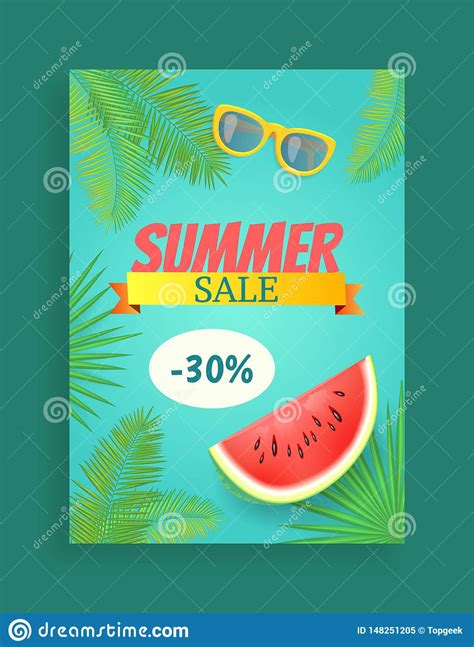 Summer Sale Vector Banner Promotion Leaflet Sample Stock Vector