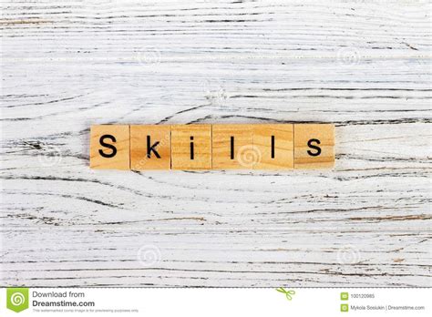 Skills Word Made With Wooden Blocks Concept Stock Image Image Of