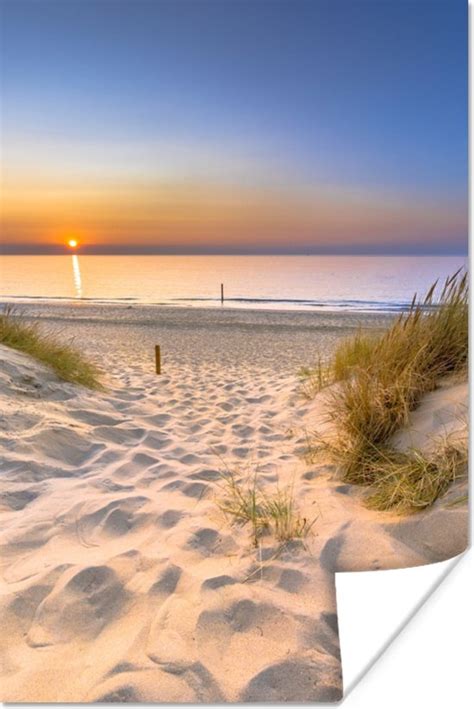 Poster Duin Zonsondergang Horizon Strand Gras X Cm Xxl