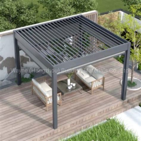 Remote Control Electric Aluminum Outdoor Pergola Pavilions Clear View Outdoor Motorized Louver