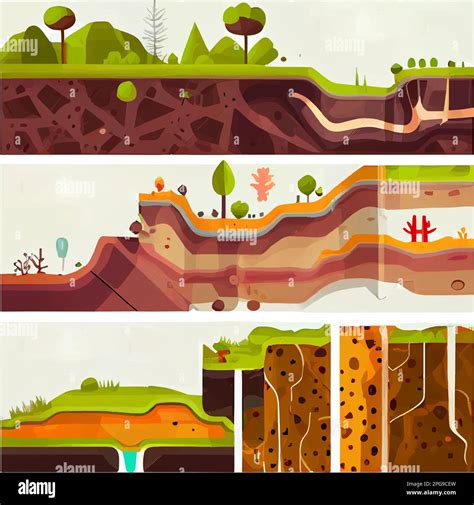 Vector Illustration Of Group Underground Layer Of Earth Stock Vector