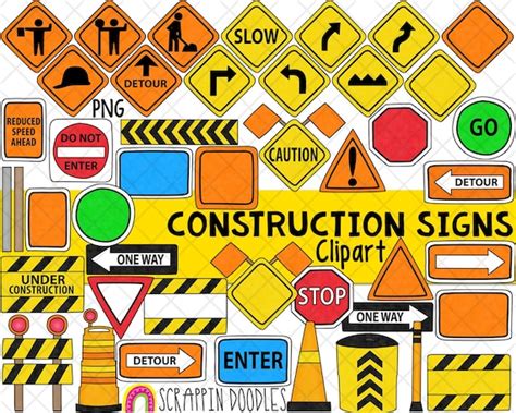 Construction Signs Clipart Road Work Sign Traffic Cone | Etsy Australia