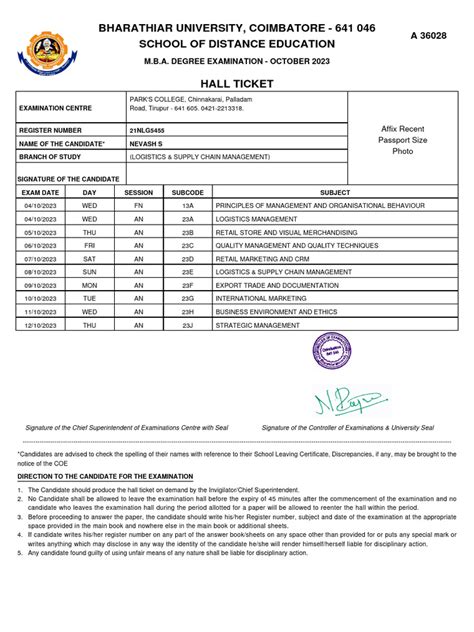 hall ticket  business business economics