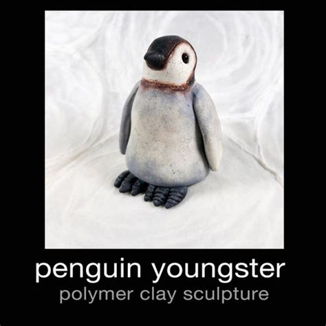 Penguin Youngster: polymer clay sculpture | Christi Friesen