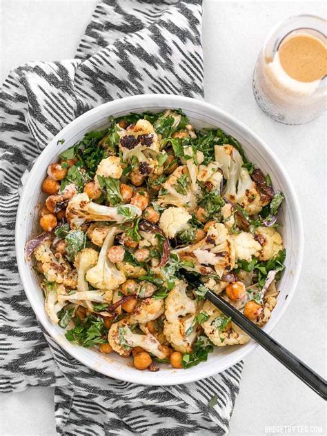 Roasted Cauliflower Salad With Lemon Tahini Dressing Budget Bytes