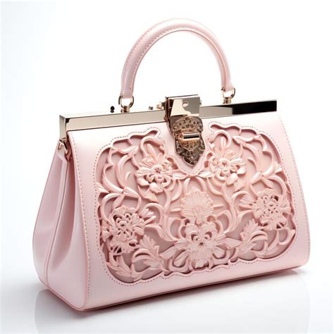 Premium Photo | A pink purse with a floral design