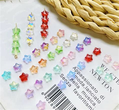 50 Or 100 Ps Mixed Color Glass Star Beads 8x8mm Hole 1mm Etsy