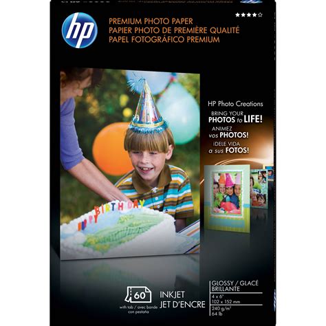 HP Premium Glossy Photo Paper - 4x6" - 60 Sheets Q1989A B&H