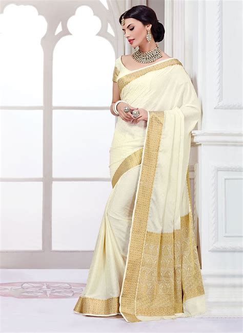 Snazzy Off White Kanchipuram Silk Saree Off White Designer Saree