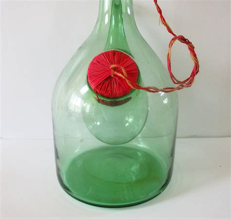 Vintage Italian Wine Decanter 1970s Hand Blown Green Glass Etsy